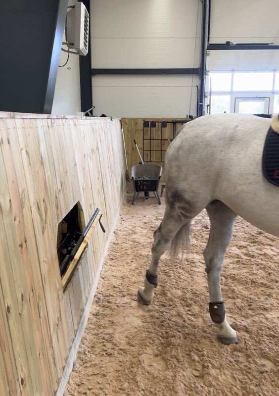 Påstignings rampe for ridebane vant/gjerde
